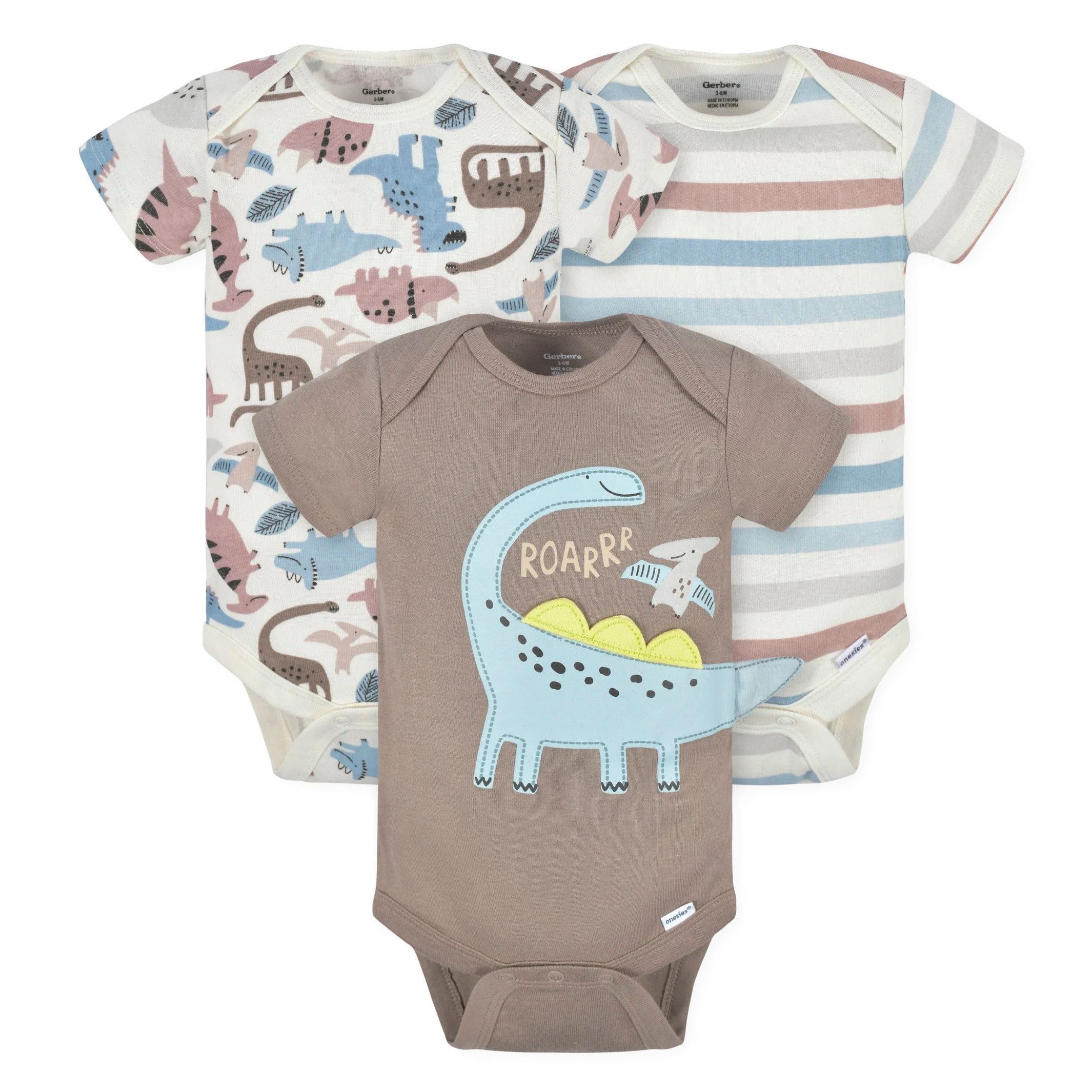 3-Pack Baby Boys Dino Short Sleeve Onesies® Bodysuits | Gerber Childrenswear