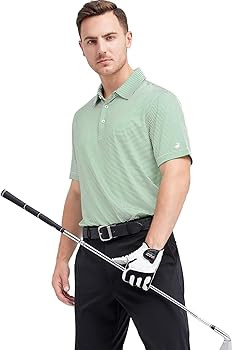 Mens Golf Shirt Moisture Wicking Dry Fit Performance Sport Short Sleeve Striped Golf Polo Shirts ... | Amazon (US)
