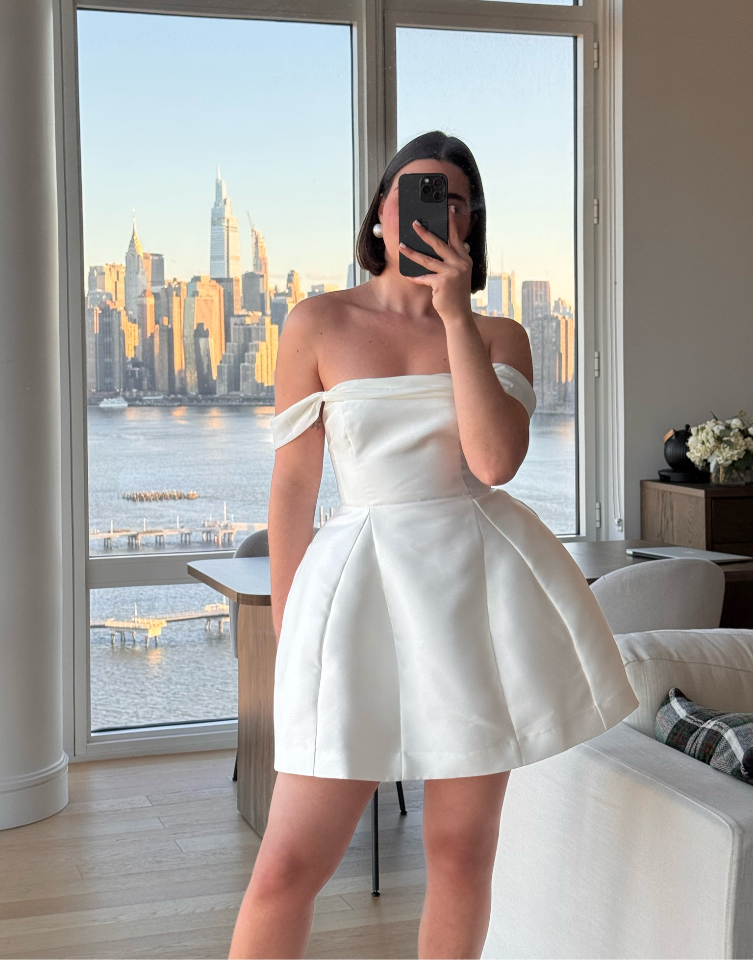 Bridal wardrobe with a white mini dress for an engagement party or bridal shower #LTKMostLoved #LTKSpring

#LTKWedding