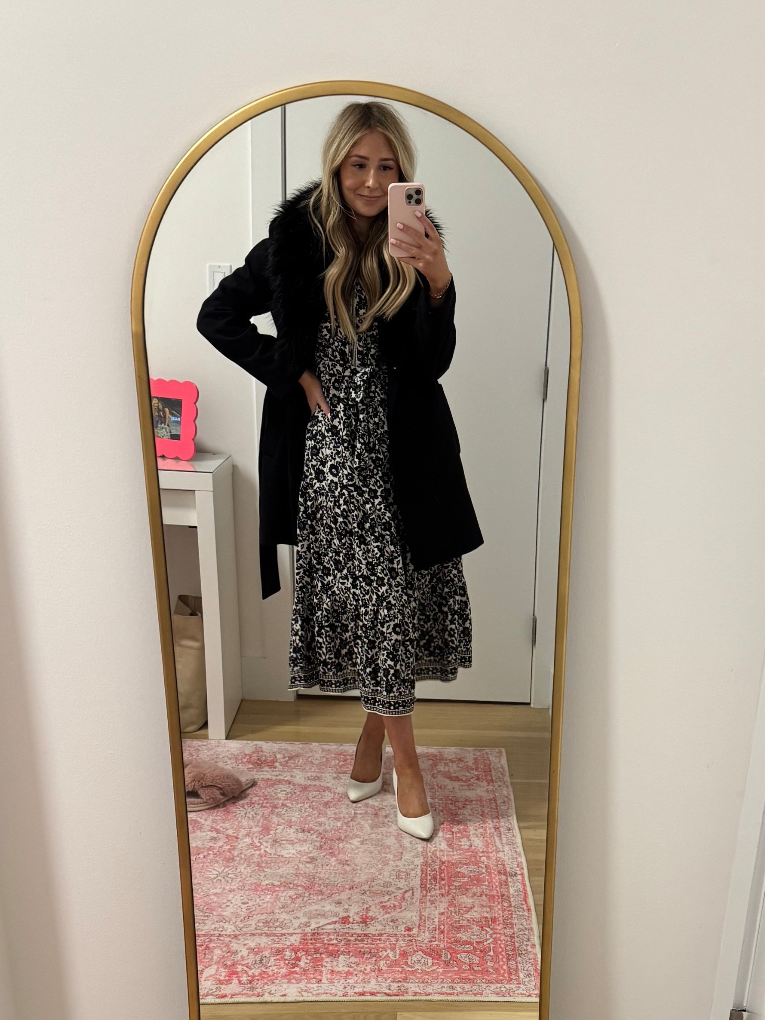 sunday best!! 

church outfit | mass outfit | work dress | modest outfit | church style | mass look | church look | white pumps outfit | sam edelman white pumps | black fur coat | work style | office outfit | sunday best | sunday outfit  

#LTKFindsUnder100