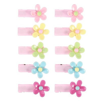 Unique Bargains Girl's Floral Shape Cartoon Fabric Hair Clips Colorful 1 Set of 10 Pcs | Target