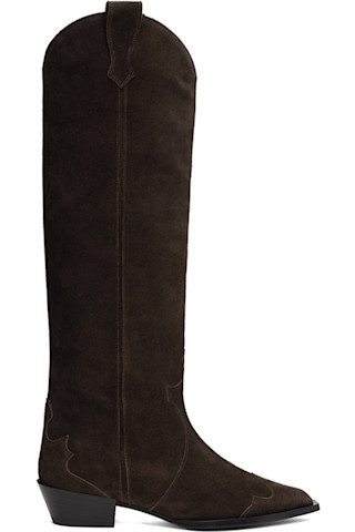 Brown Aruna Suede Cowboy Tall Boots | SSENSE