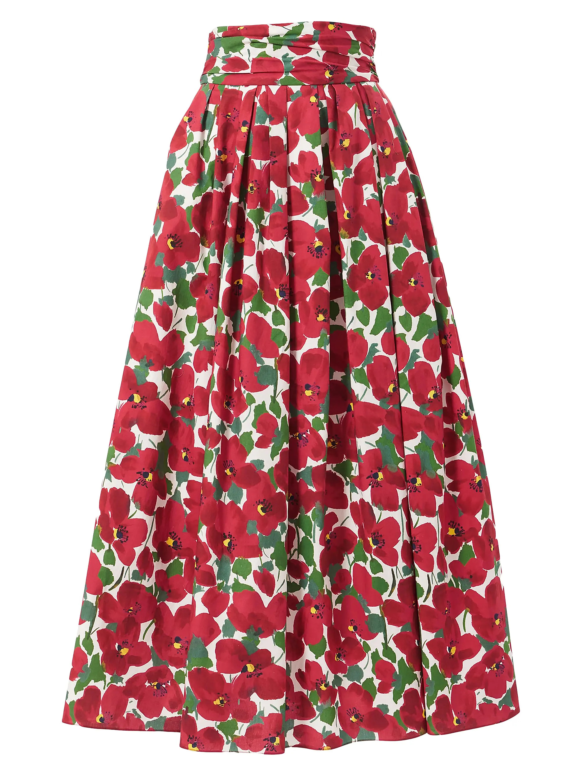 Carolina Herrera Floral Stretch-Cotton Midi-Skirt | Saks Fifth Avenue | Saks Fifth Avenue