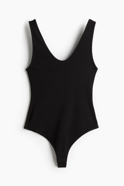Ribbed Thong Bodysuit - White - Ladies | H&M US | H&M (US + CA)
