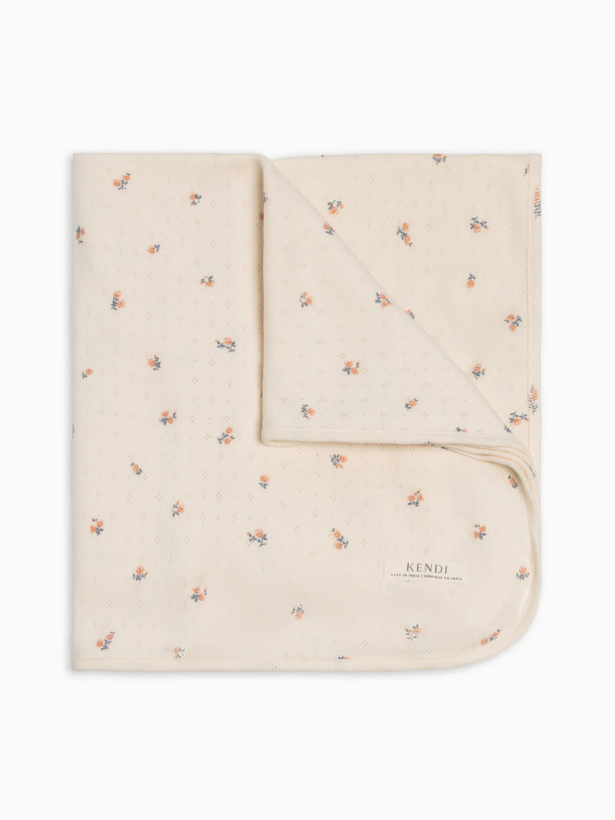 Pointelle Swaddle Blanket - Maris Floral / Ivory + Sea | Colored Organics
