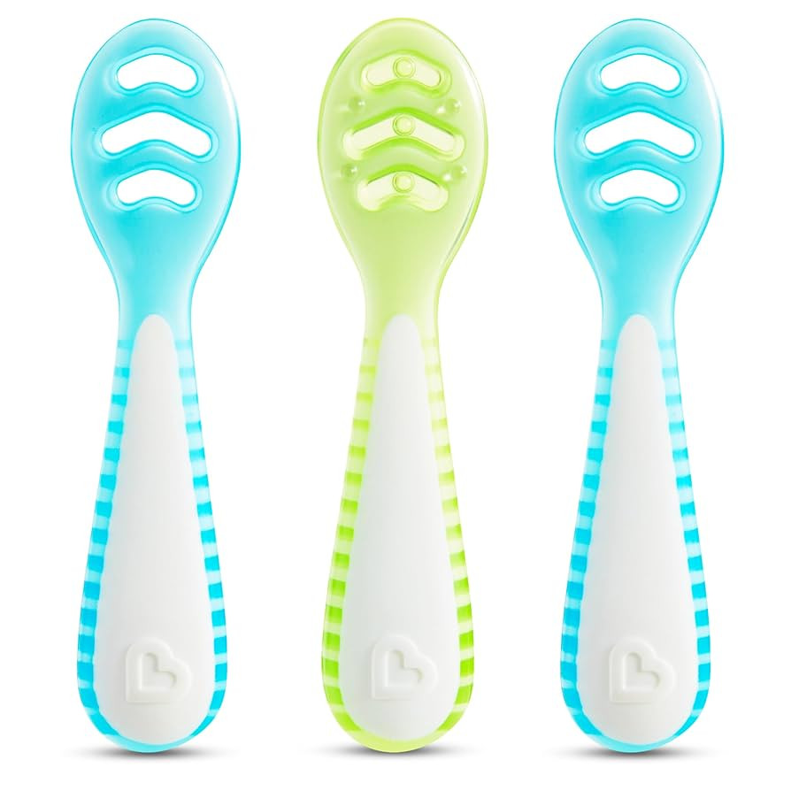 Munchkin® Gentle Dip™ Baby Spoons for Self Feeding and Baby Led Weaning, 3 Pack, Blue/Green | Amazon (US)