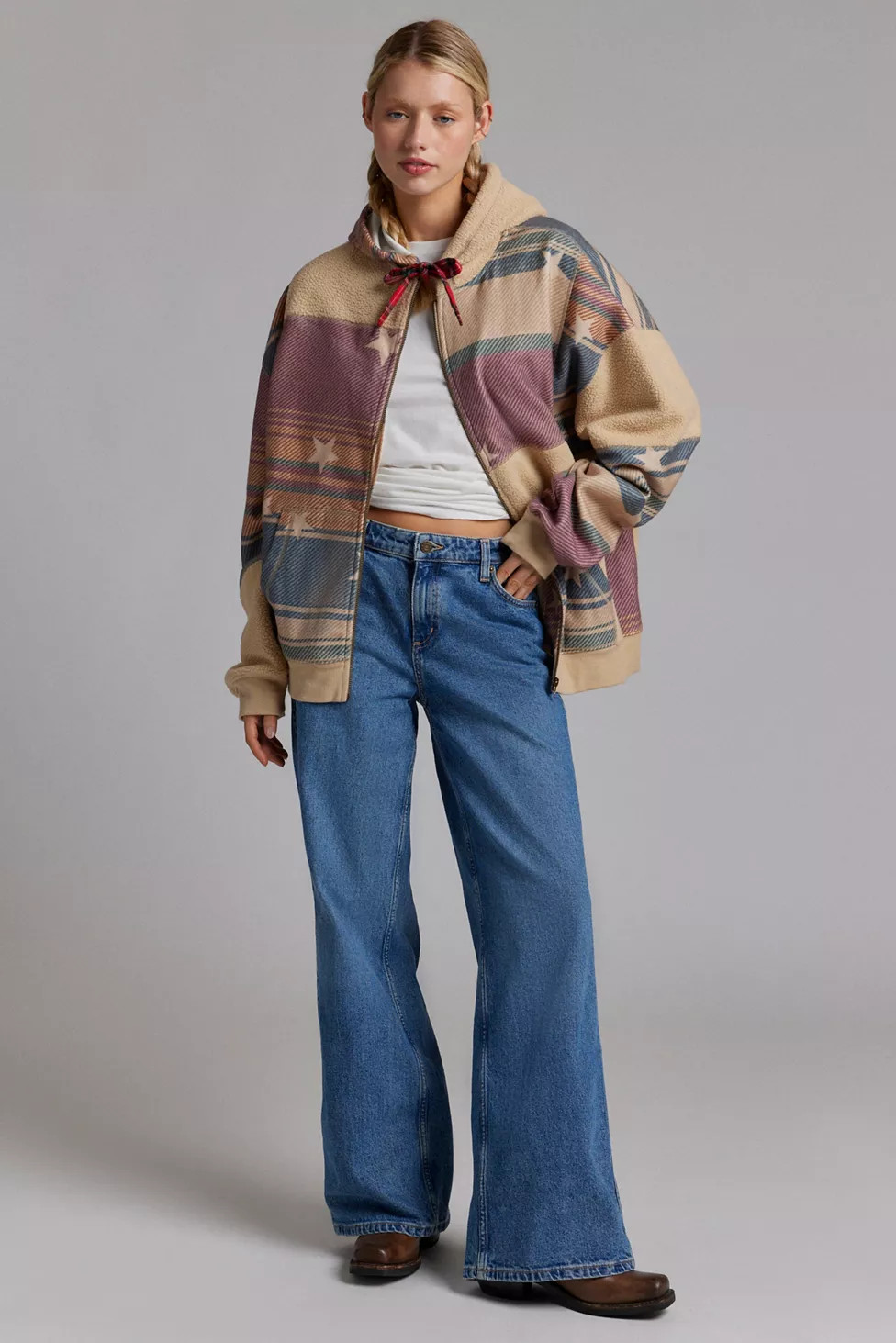 BDG Hunter Patchwork Fleece Zip Up Hoodie Sweatshirt | Urban Outfitters (US and RoW)