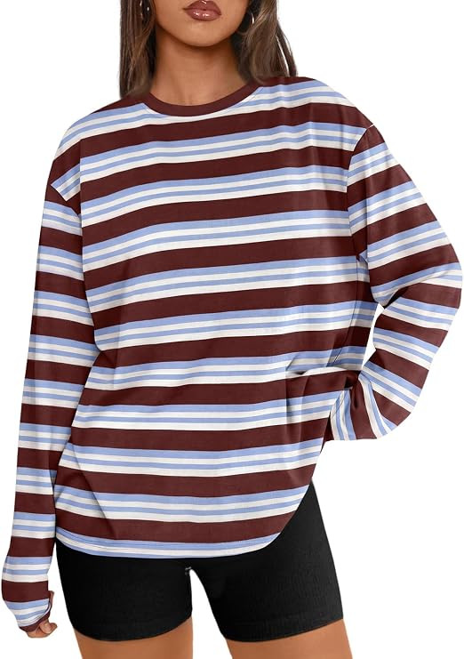 Trendy Queen Womens Oversized Long Sleeve Shirts Fall Tops 2026 Basic Tees | Amazon (US)