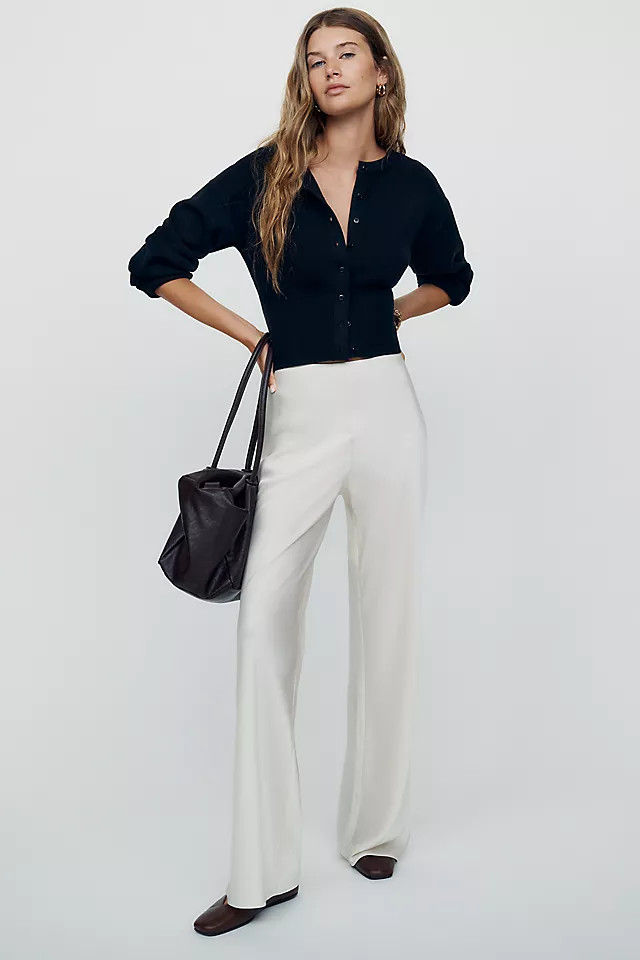 Gale Satin Mid-Rise Bias Pants | Anthropologie (US)