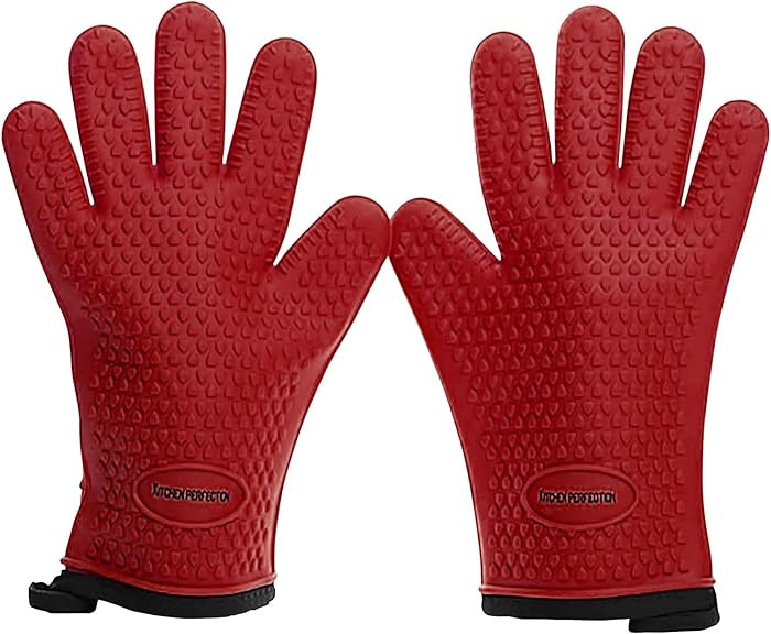 KITCHEN PERFECTION Silicone Smoker Oven Gloves - Extreme Heat Resistant BBQ Gloves - Handle Hot F... | Amazon (US)