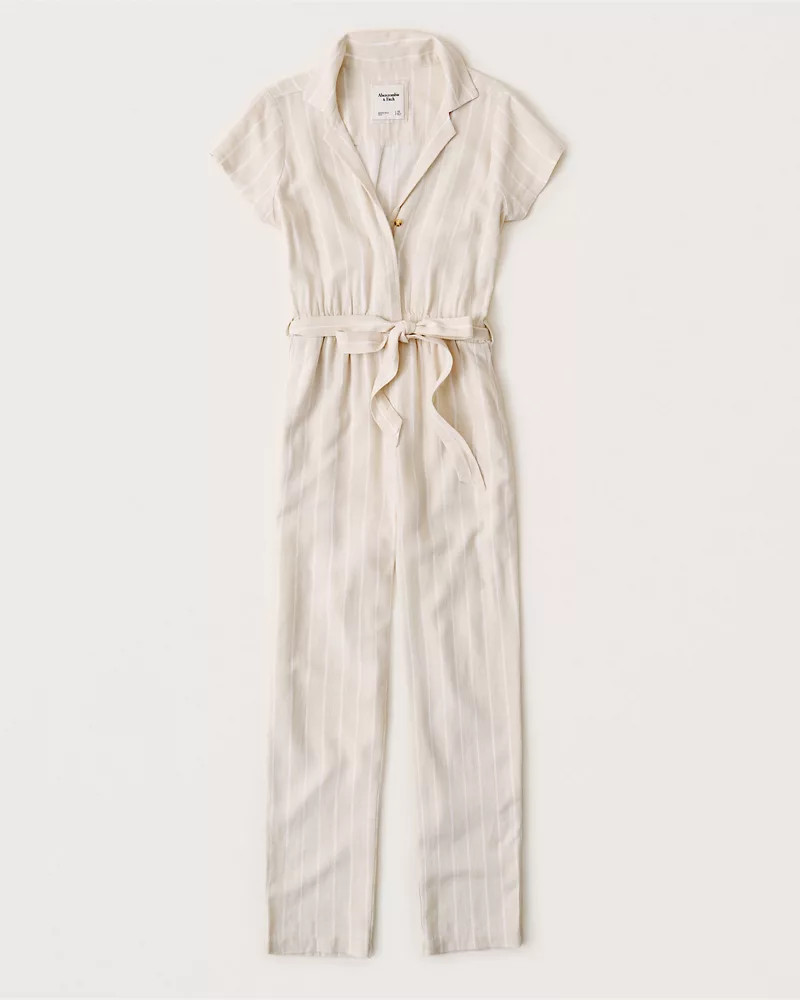 Short-Sleeve Collared Jumpsuit | Abercrombie & Fitch US & UK