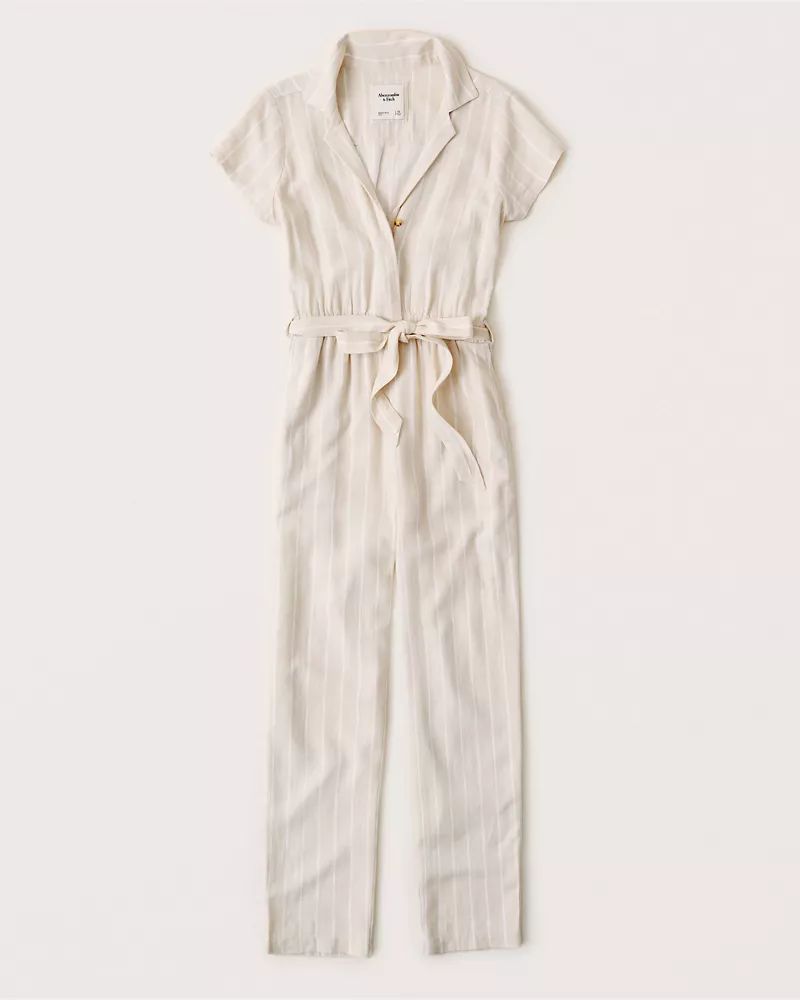 Short-Sleeve Collared Jumpsuit | Abercrombie & Fitch US & UK