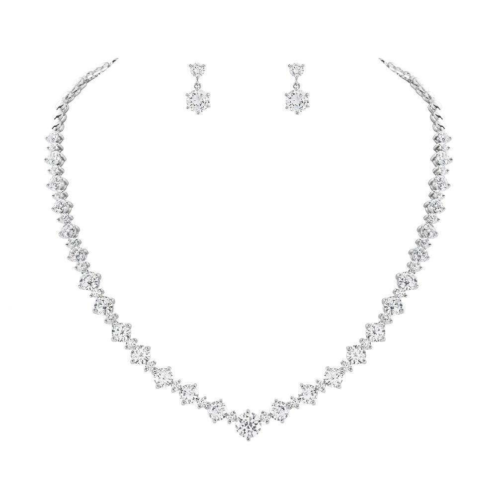 Women's Bridal Jewelry Set for Wedding Brides Bridesmaids, Elegant Prom Costume Necklace and Earr... | Amazon (US)