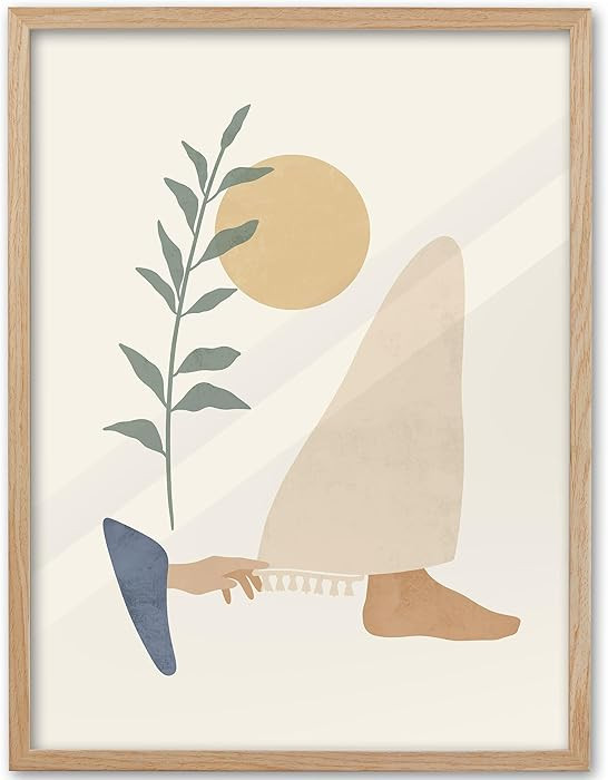 KensTro Natural OAK Wood Beige Boho Christian Framed Wall Art, 12x16 in Mid Century Modern Woman ... | Amazon (US)