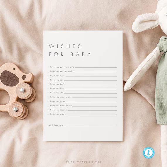 Minimalist Baby Shower Wishes for Baby Game Template Baby | Etsy | Etsy (US)