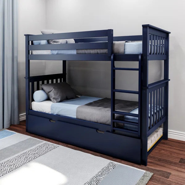 Walters Twin Over Twin Solid Wood Standard Bunk Bed with Trundle | Wayfair North America