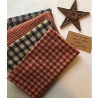 4 Navy & Red Check Plaid Homespun Fat Quarters 100% Cotton | Etsy (US)
