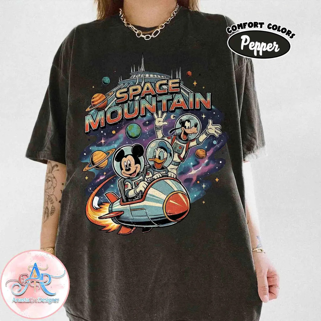 Retro Space Mountain Shirt, Vintage Mickey and Friends Space Trip Tee, Disneyland Family Vacation... | Etsy (US)