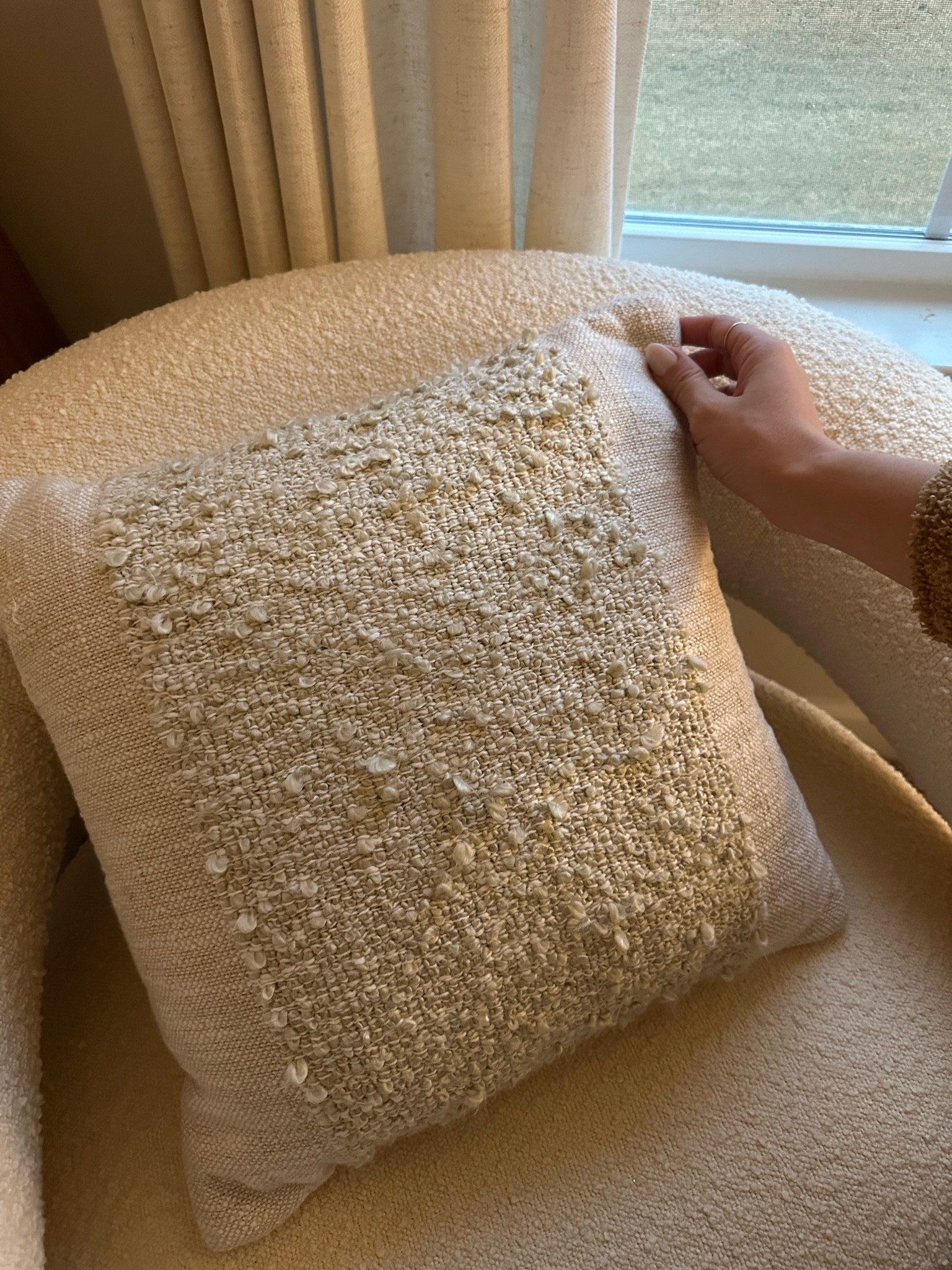 Beautiful textured cozy pillow
Pillow
Throw pillow / neutral pillows / boucle pillow / Sherpa pillow 

#LTKfindsunder50 #LTKstyletip #LTKhome