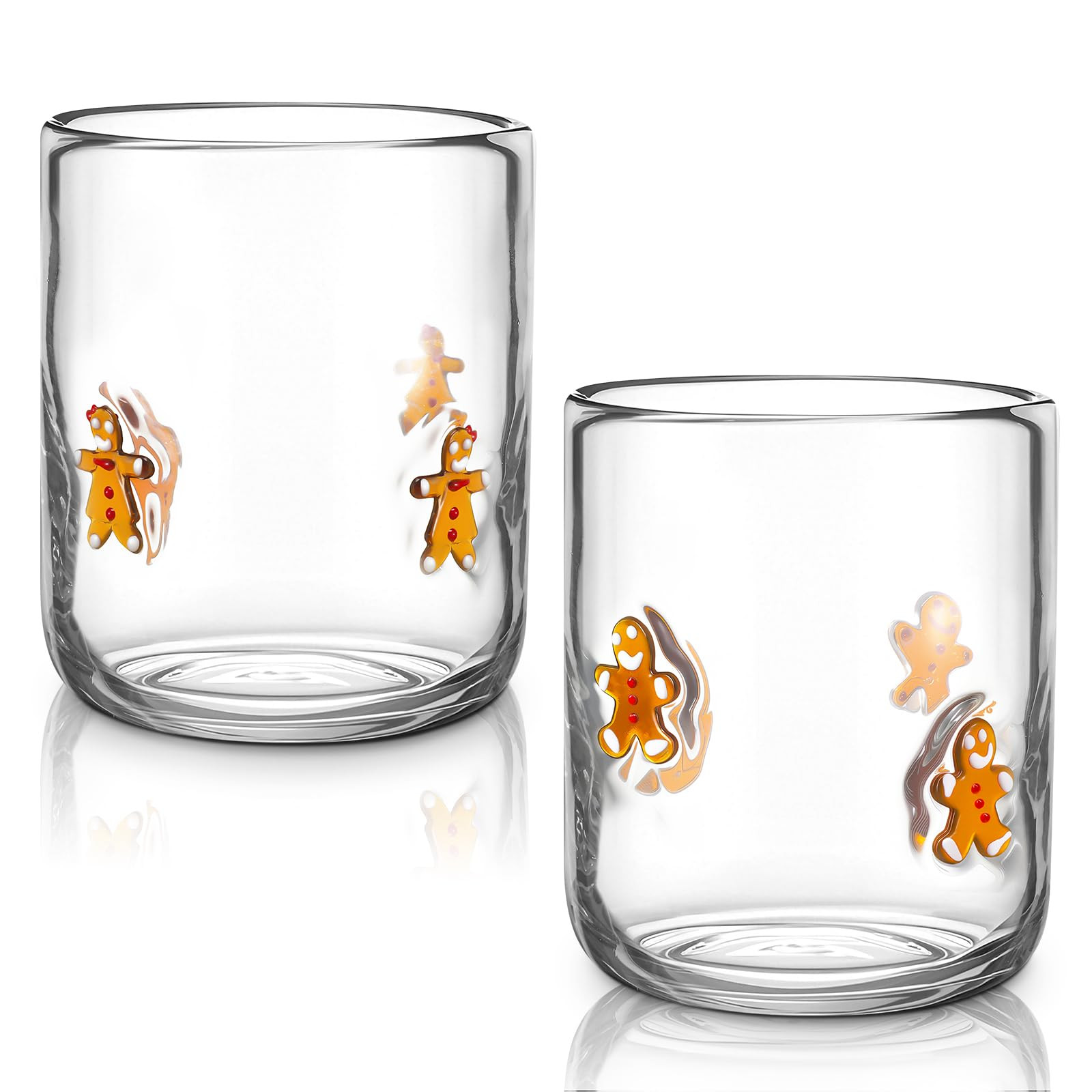 Vesici 2 Pcs Christmas Icon Juice Glass 16 oz Gingerbread Man Stemless Drinking Glasses Icon Juic... | Amazon (US)