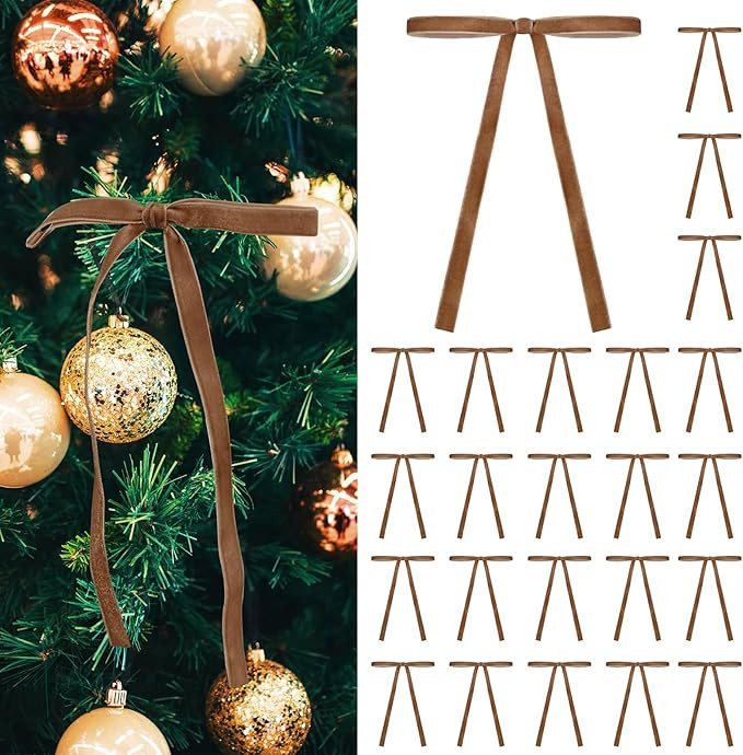 Velvet Christmas Bows for Christmas Tree,Velvet Ornaments for Christmas Tree,Vintage Velvet Ribbo... | Amazon (US)