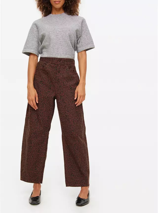Chocolate Leopard Co-ord Print Relaxed Barrel Jeans 8R | Tu Clothing