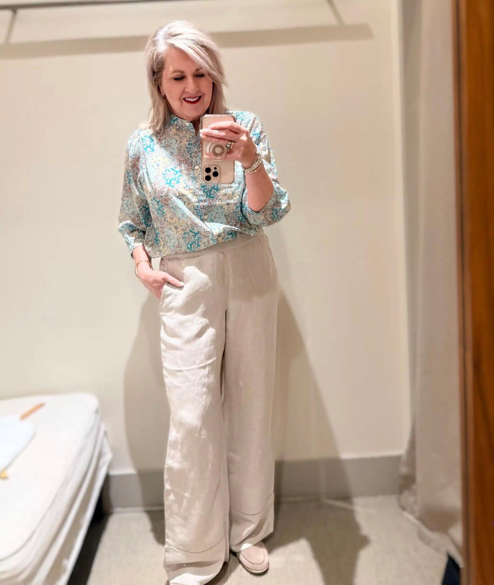 This outfit is great for warmer Spring weather when you’re not wanting to wear jeans. My printed blouse and linen pants are both size small. 

#LTKWorkwear #LTKootd #LTKOver40