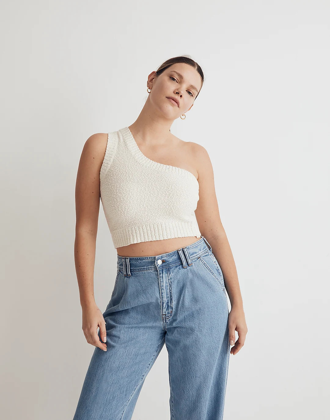 Textural-Knit One-Shoulder Sweater Tank | Madewell