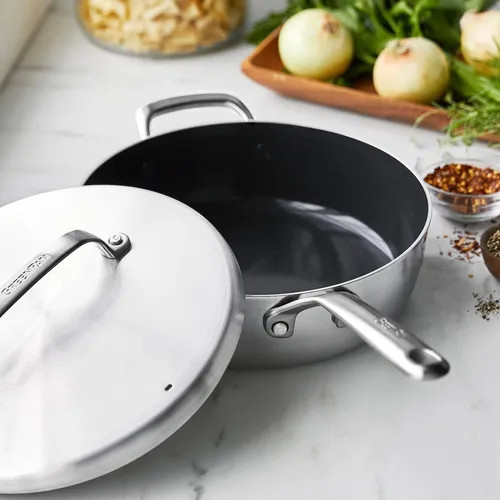 GreenPan Stainless Steel Sauté Pan with Lid, 4 qt. | Sur La Table