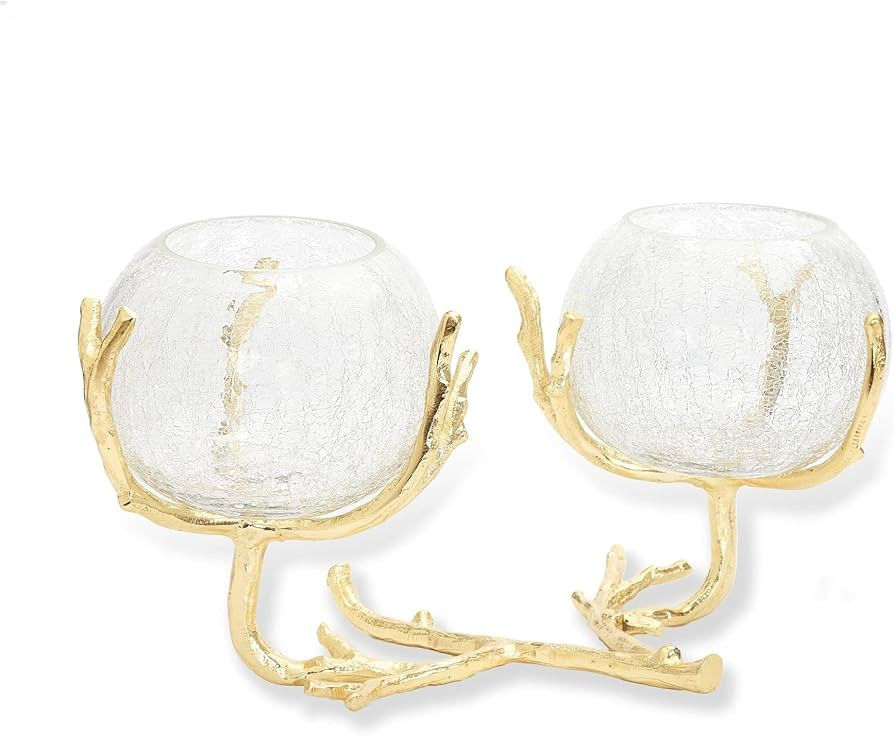 12.25" 2 Branch Centerpiece Gold Solid Casual Round Stainless Steel 1 Piece | Amazon (US)