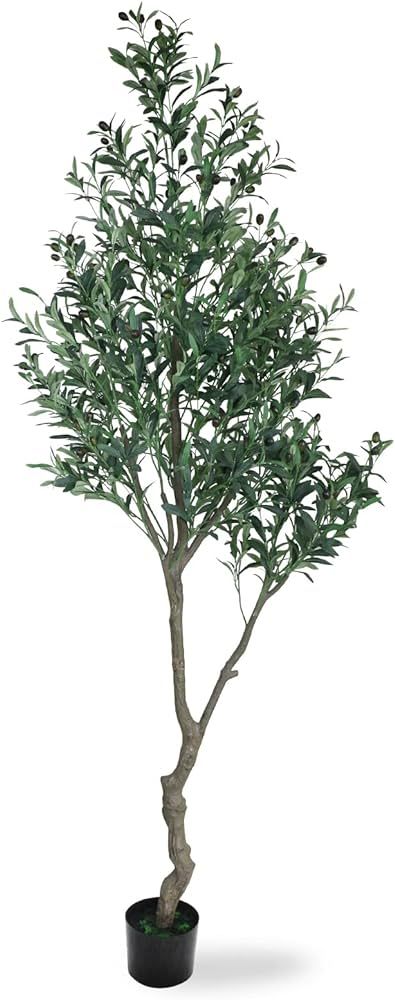 HaiSpring Artificial Olive Tree 7ft (84'') Fake Silk Tree Perfect with Realistic Faux Olive Branc... | Amazon (US)