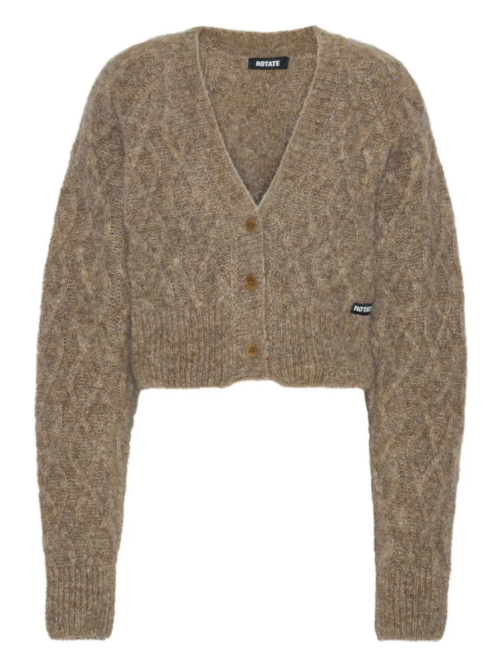 ROTATE BIRGER CHRISTENSEN cable-knit cropped cardigan - Brown | Farfetch Global