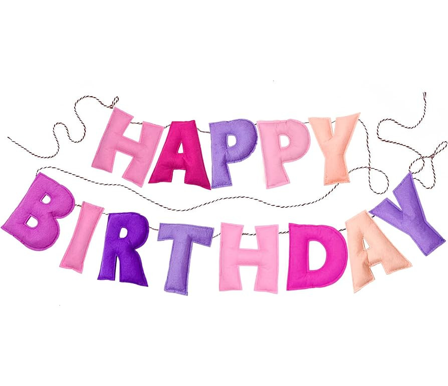 Pre-Strung Happy Birthday Banner - Felt Ball Garland - HAPPY BIRTHDAY Garland, Pink Birthday Deco... | Amazon (US)