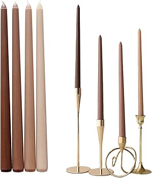 Taper Candles 12'' Tall Brown Beige Ombre Colored Candlesticks Set of 4 | Unscented 3/4 inch Diam... | Amazon (US)