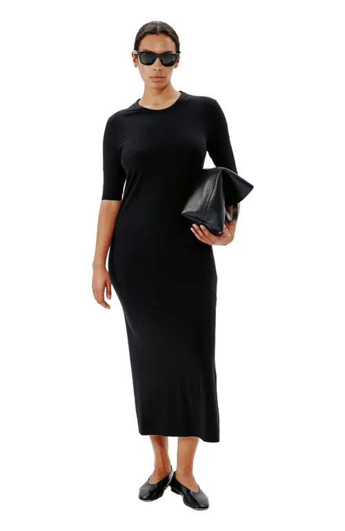 Another Tomorrow ELBOW SLEEVE DRESS in Black at Nordstrom, Size Small It | Nordstrom