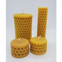 Pure Beeswax Bee Cell Pattern Candles, 100% Beeswax, Handmade, Honey Comb Pattern, Natural Patter Candle, Votive, Taper Candle | Etsy (US)