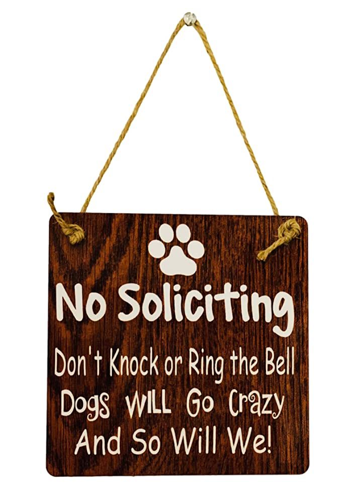 Dog Owner - No Soliciting - Brown Front Door Sign Hanger - Gift Present for Housewarming Him Her | Amazon (US)
