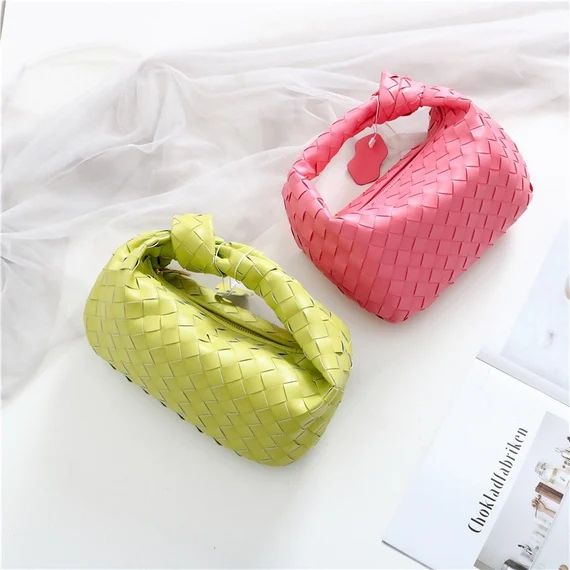Korean Handmade Mini Woven Dumpling Jodie Underarm Bag Cowhide | Etsy | Etsy (US)