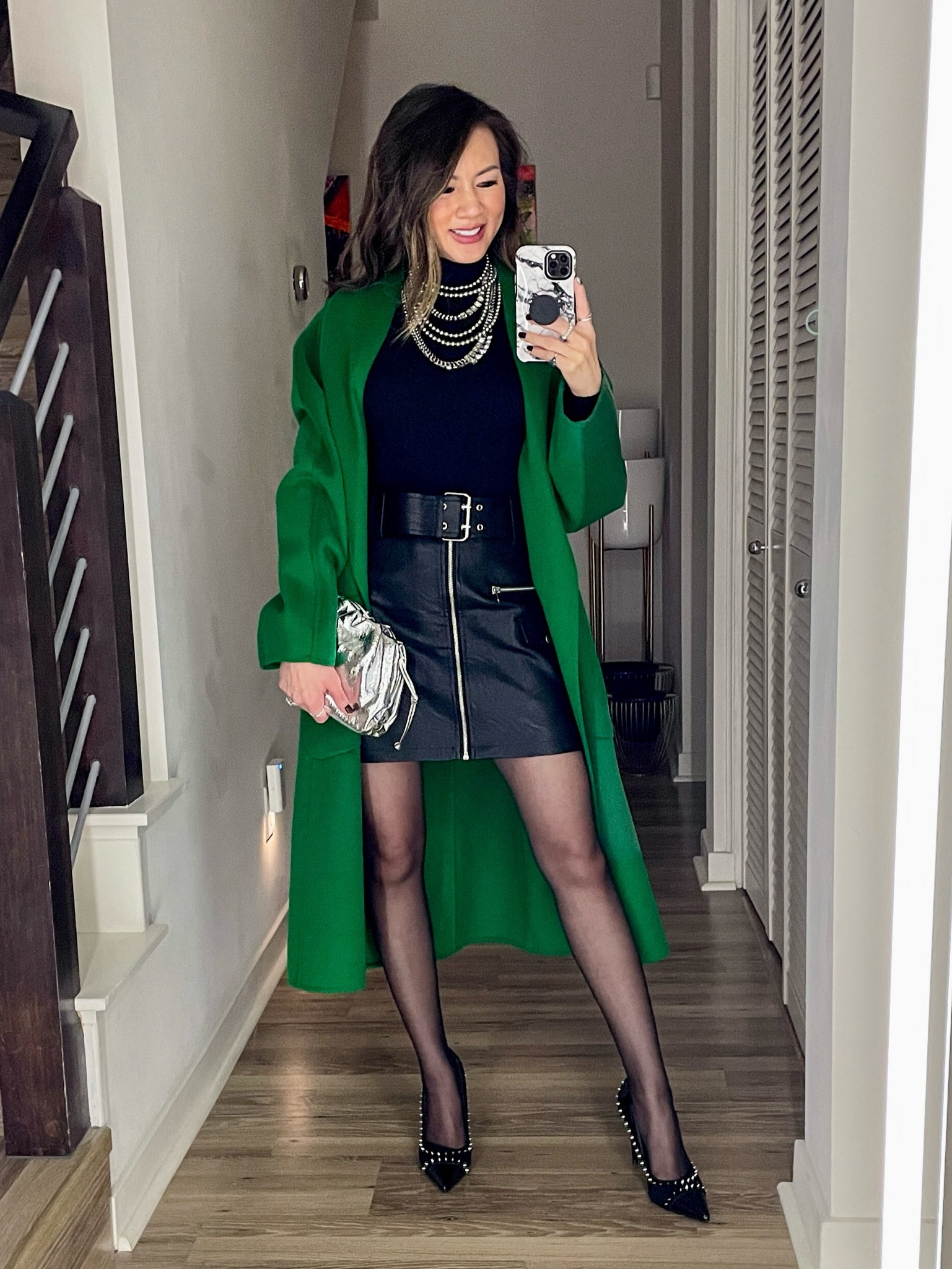 V into mini skirt + tights rn ⚡️ This leather skirt is so good—currently on major sale plus my bodysuit and shoes! These spiked heels are 🔥! My green coat is 20% off today only—use code: HAPPY20

Date night outfit, fall fashion, fall outfit, leather skirt, mini skirt, bodysuit, tights, stilettos, sale, green coat, holiday outfit, holiday party, The Stylizt


#LTKparties #LTKsalealert #LTKHoliday