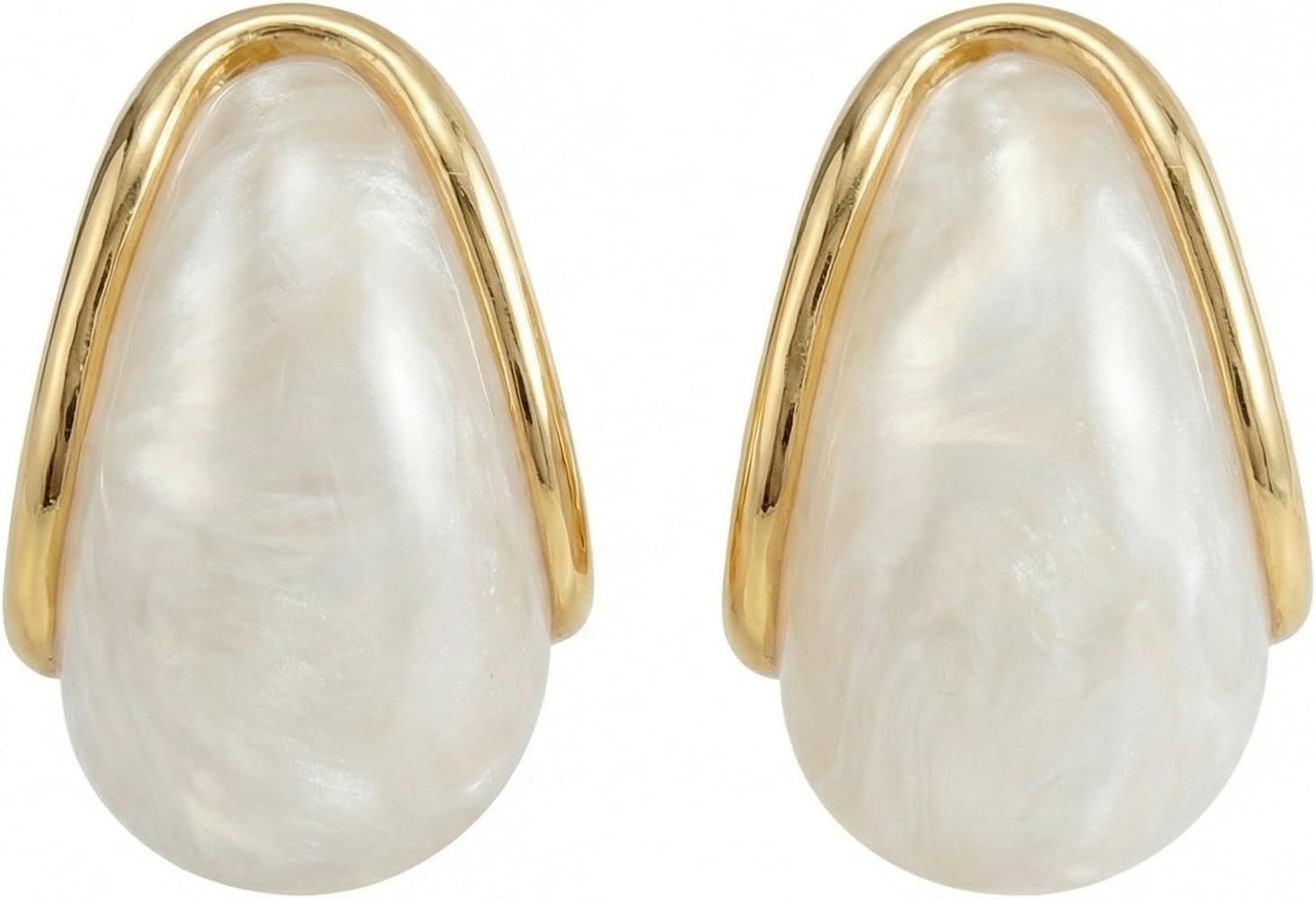 Resin Thick Earrings for Women with Dainty Pearl, Retro Large Teardrop Acrylic Jewelry is Fashion... | Amazon (US)