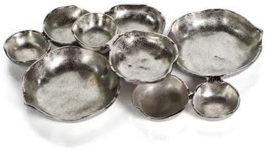 Zodax Cluster of 9 Round Serving Bowls Nickel Base 19" x 12" x 2.5" | Amazon (US)