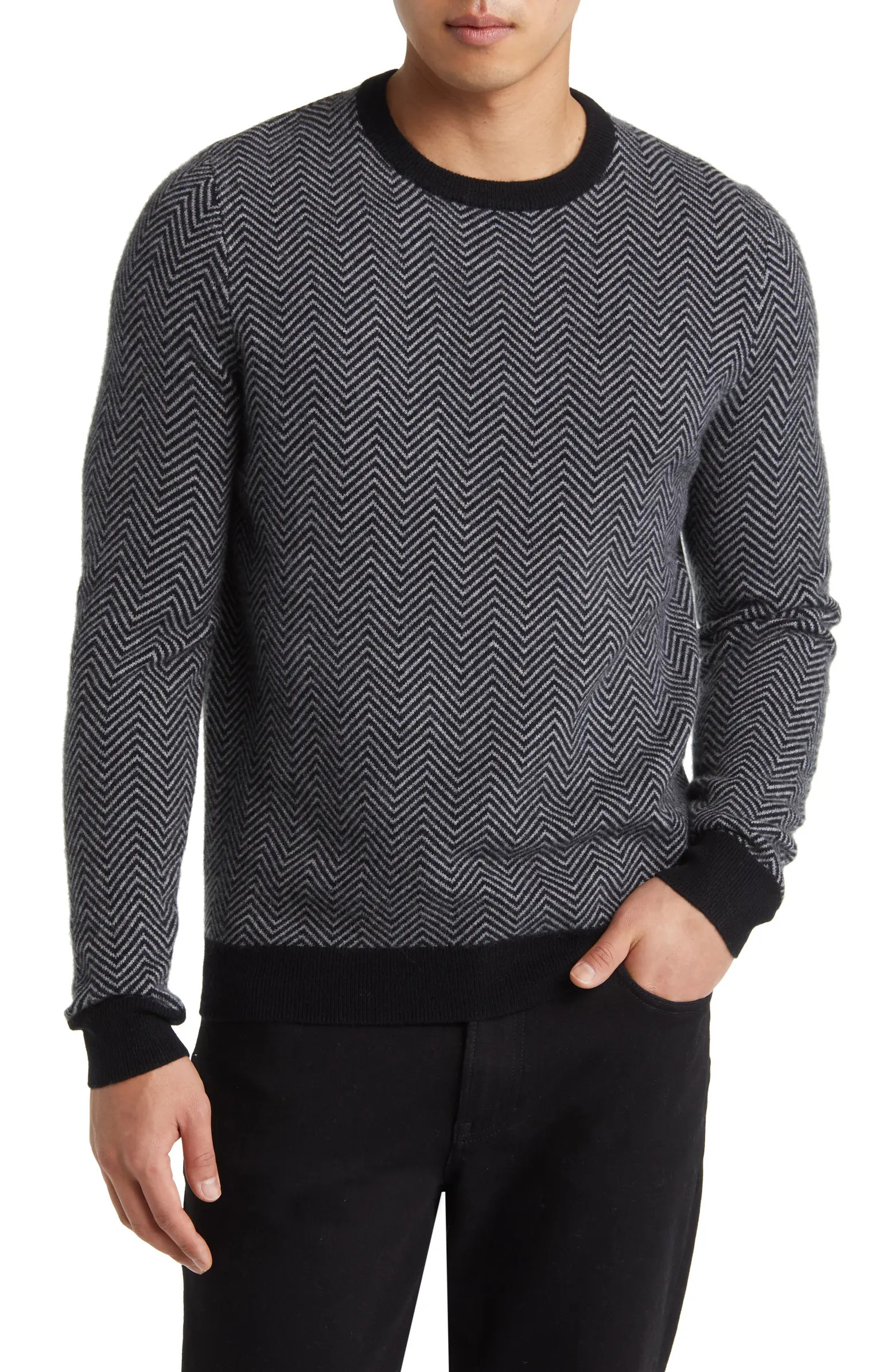 Nordstrom Herringbone Cashmere Crewneck Sweater | Nordstrom | Nordstrom