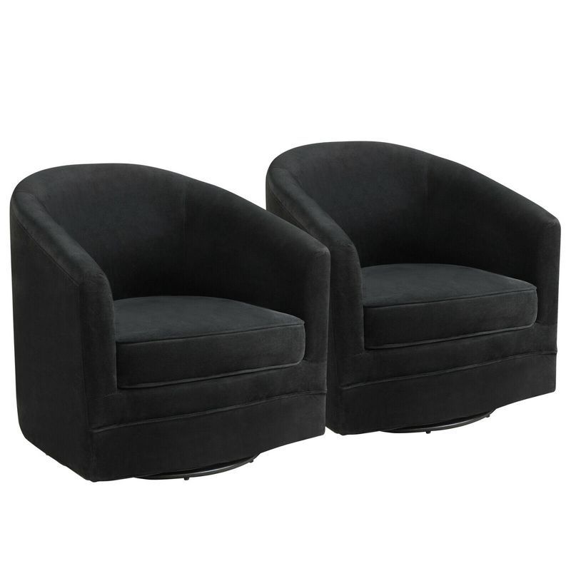 Costway Set of 2 Modern Swivel Barrel Chair Velvet Accent Chair with Metal Base | Target