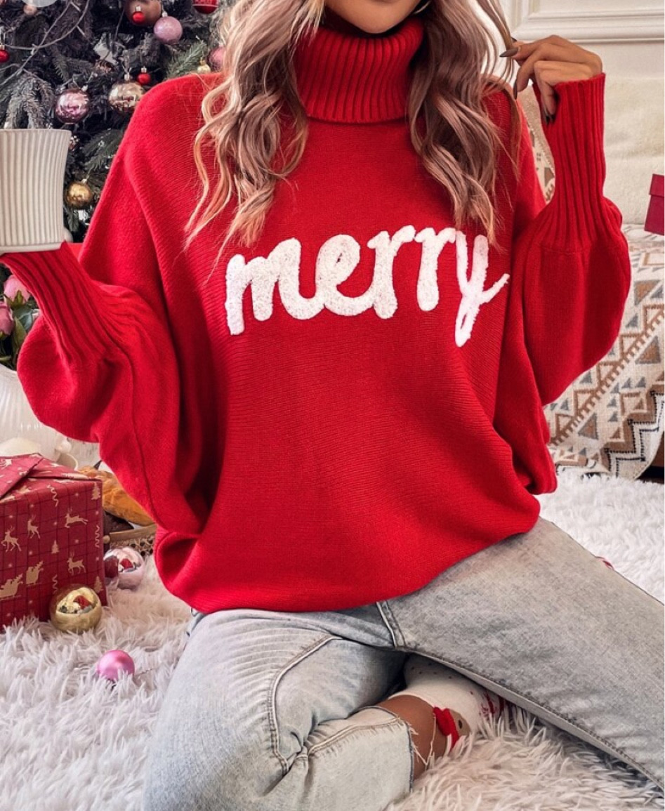 Christmas cowl neck sweater! Merry Christmas sweater! 