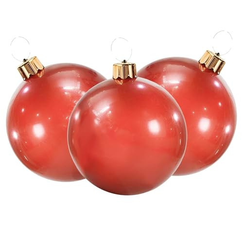 Holiball Inflatable Holiday Ornament – Ultimate Indoor/Outdoor Decoration – Reusable and Storage Friendly – for Weddings, Parties, Events, Team Colors – 8" Mini Trio Bundle Set – Vintage Red | Amazon (US)