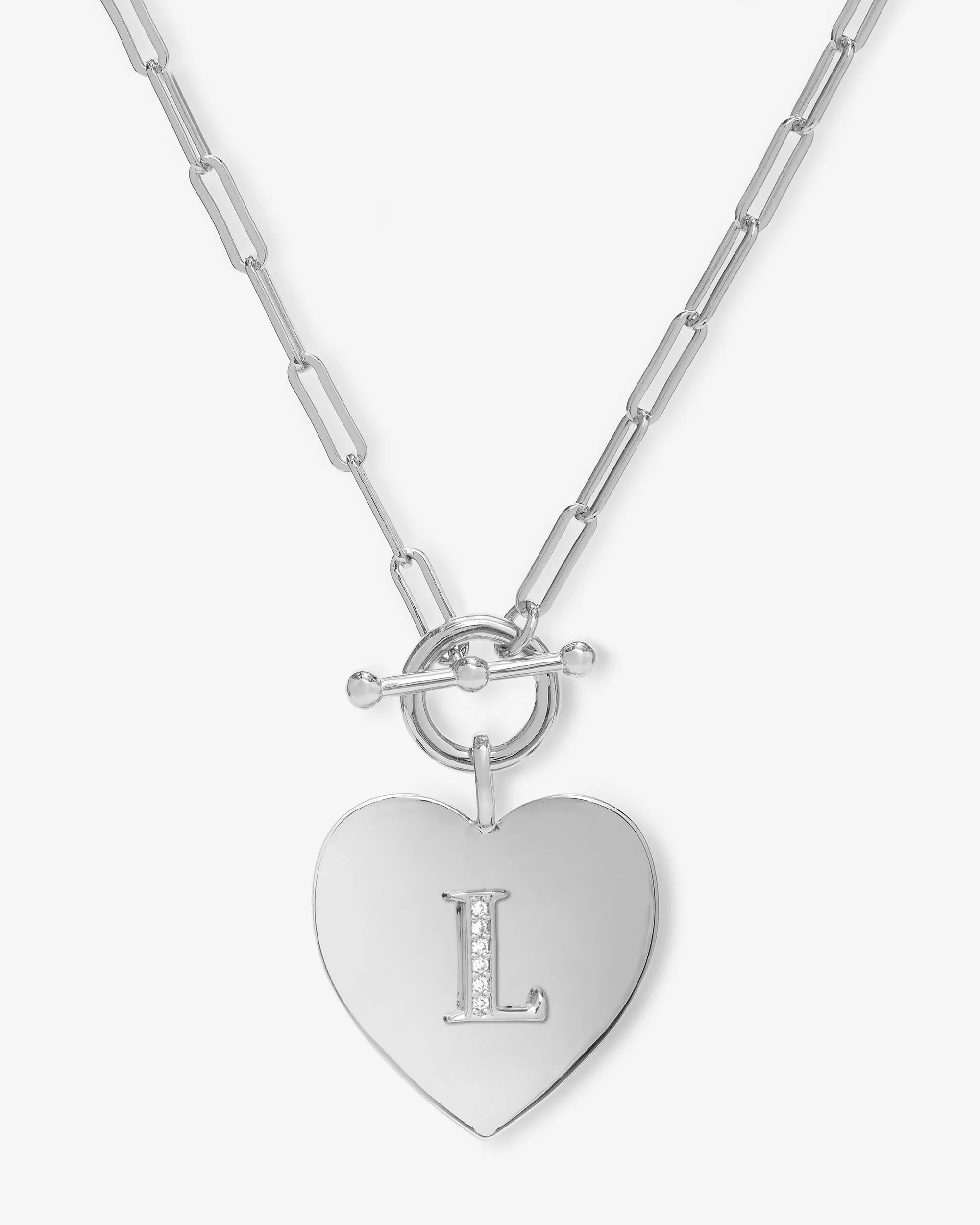 Love Letters Heart Necklace - Silver|White Diamondettes - L | Melinda Maria Jewelry