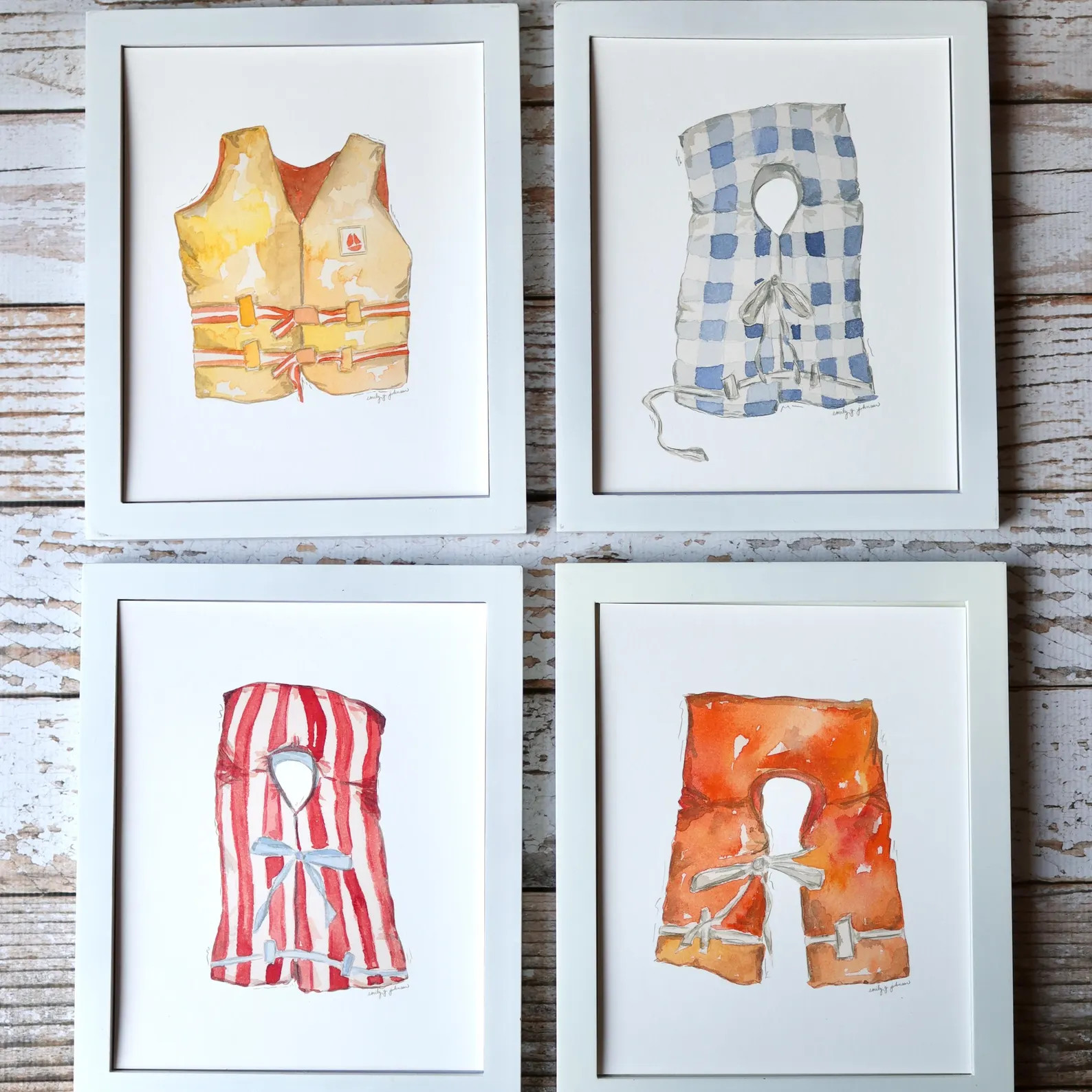 Watercolor Life Jacket Art Print | Lifesaver Artwork | Lake House Wall Decor | Vintage | Etsy (US)