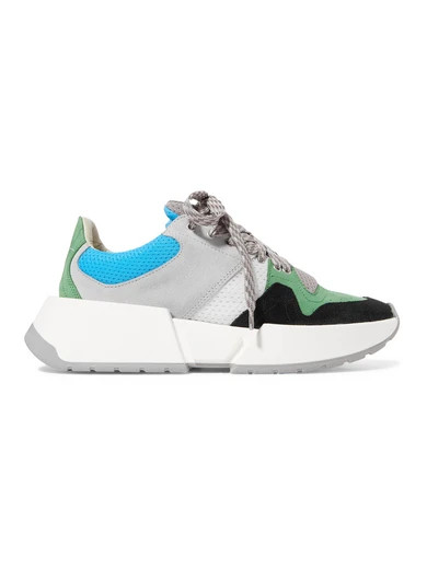 MM6 Maison Margiela - Runner Mesh And Nubuck Sneakers - Gray | NET-A-PORTER (UK & EU)