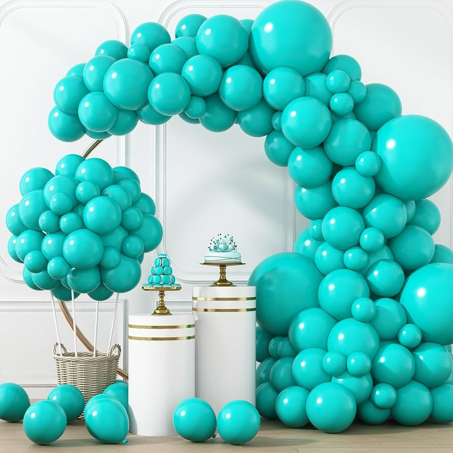 RUBFAC 129pcs Teal Blue Balloons Different Sizes 18 12 10 5 Inch Latex Turquoise Teal Balloon Gar... | Amazon (US)