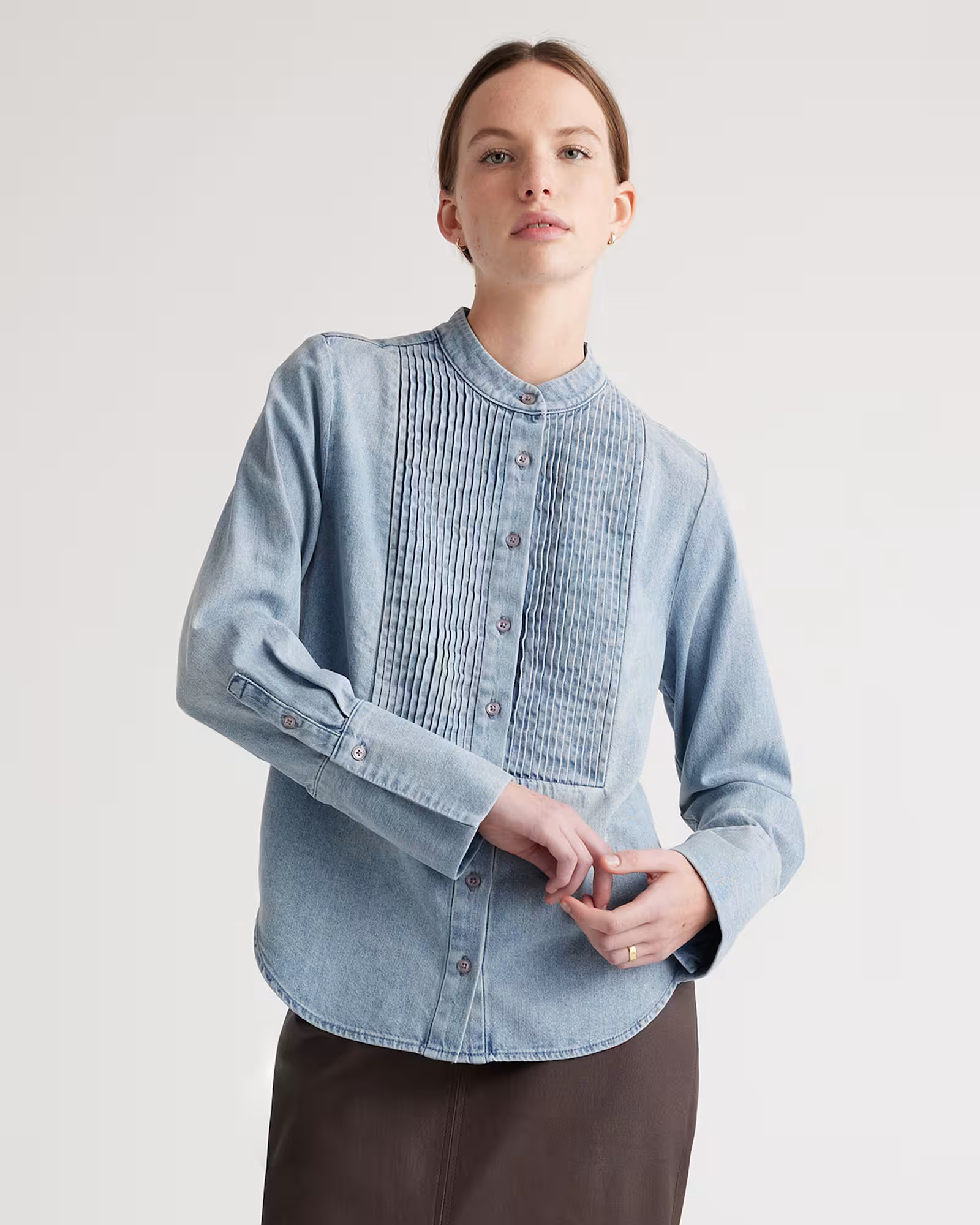 Distressed Denim Tuxedo Shirt | Quince